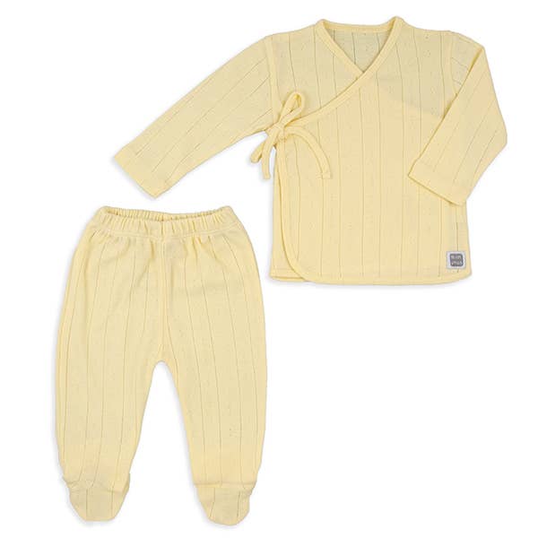 yellow Ribbed Knit Set 100% Cotton Crossed Sweater for wholesale on Faire1