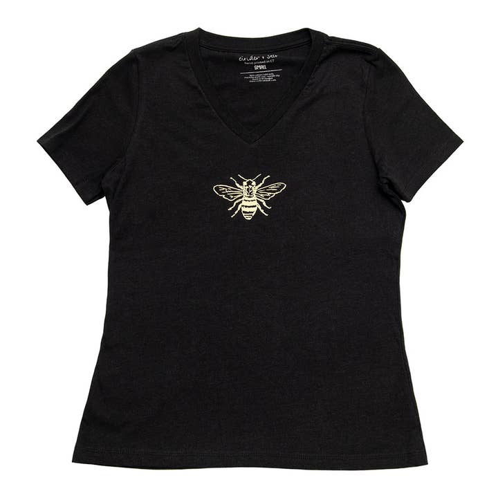 Honey Bee Ladies V-neck Tee for wholesale by Cinder + Salt