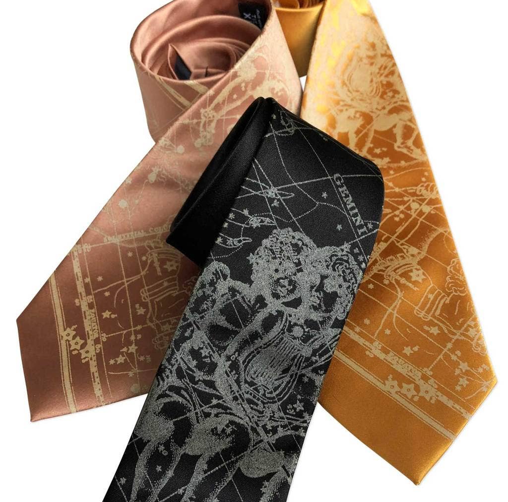 Cyberoptix Tie Lab - Wholesale Necktie - Men's - Gemini Twins Necktie. Zodiac Constellation Star Chart Tie.4
