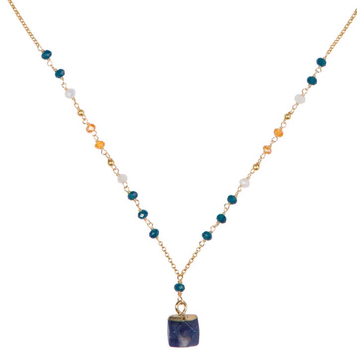 Marquet - Wholesale Pendant/Charm Necklace - Nicki Geometric Pendant Necklace with Feature Stone