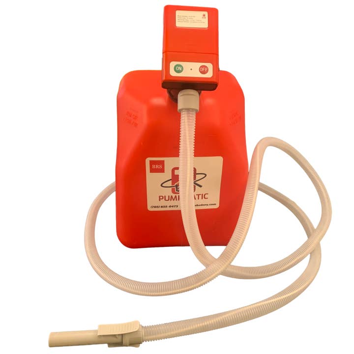 Kit combo PUMPMATIC tuyau de 12 pieds + bidon d'essence de 5 gallons - 3,8 GPM - ESSENCE, DIESEL, KÉROSÈNE pour la vente par BRS Battery