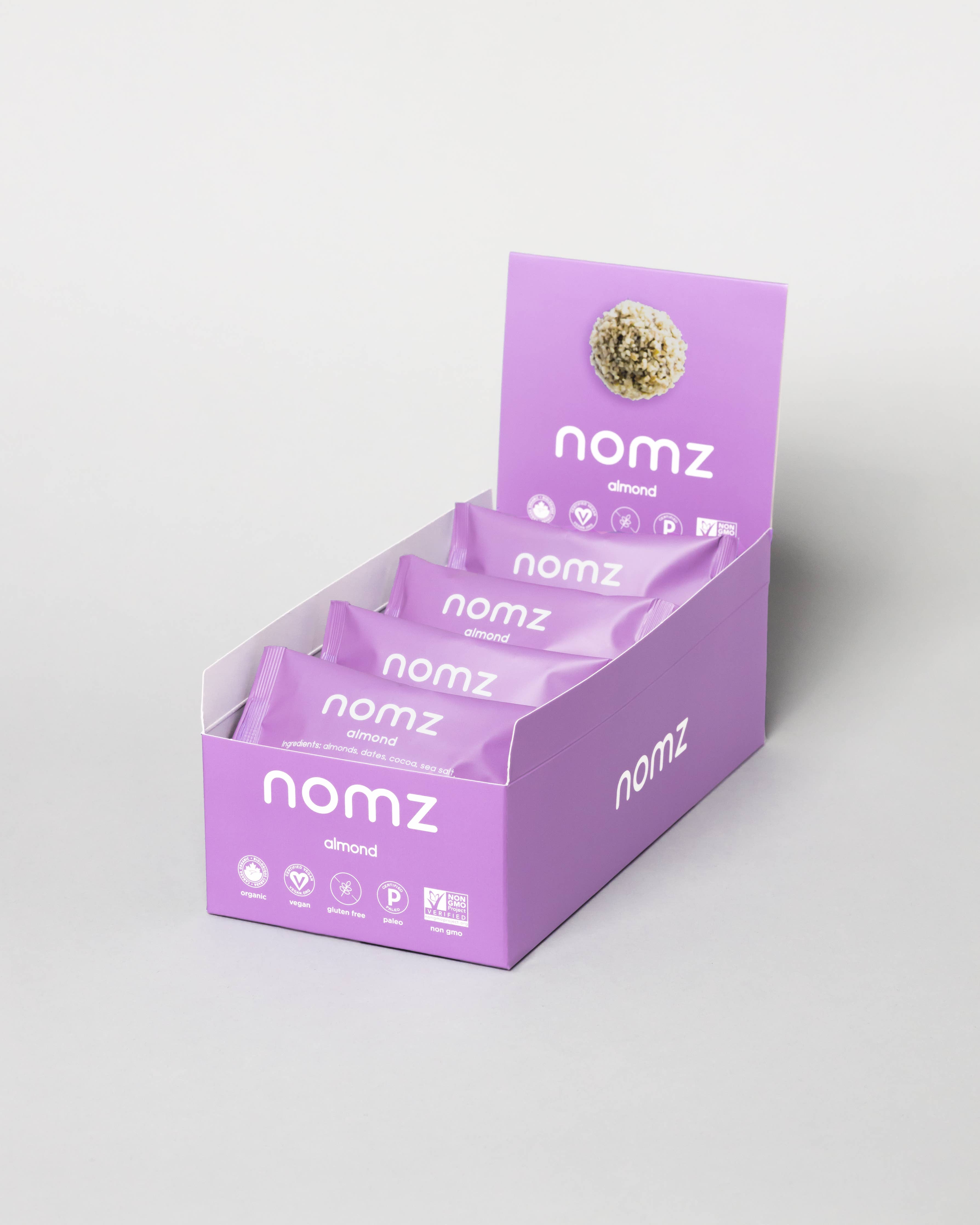 nomz - Wholesale Snack Bar - organic almond energy bites1