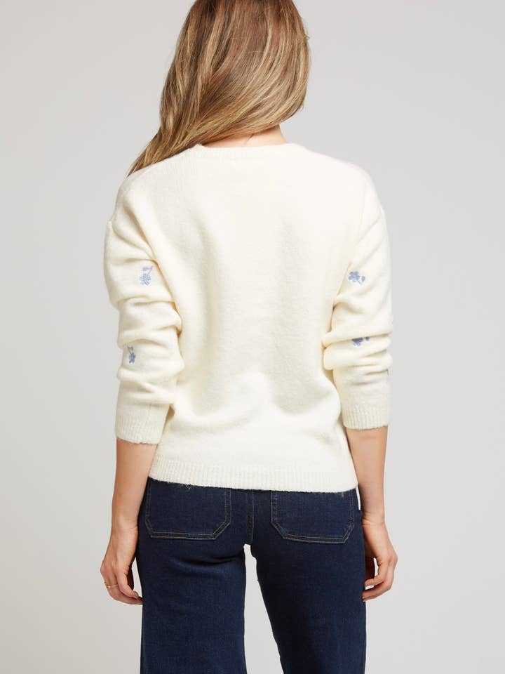 Andy & Lucy - Wholesale Knit Sweater - Women's - YVETTE - Soft floral embroidered sweater with round neck11
