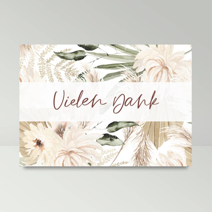 Dankeskarten Hochzeit Boho/Tropical (mit Umschlägen) für den Großhandel von fabelie Design