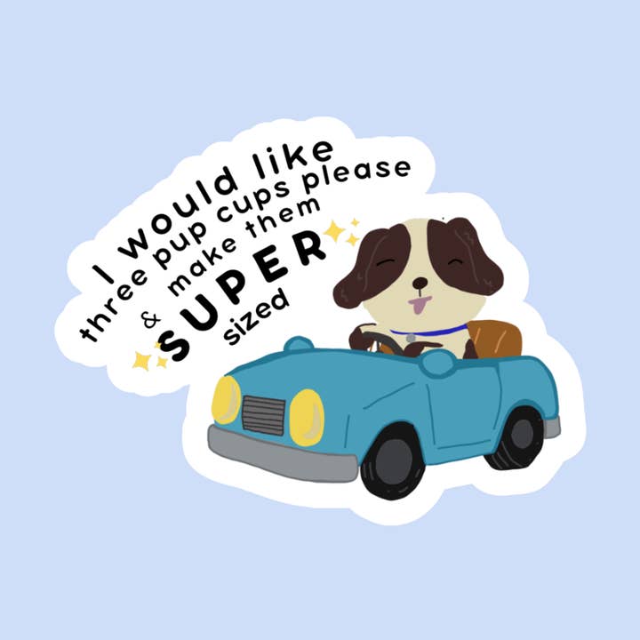 Pup Cup Sticker | Dog Lover Gift, Kawaii Dog Sticker for wholesale by Mister Lychee Co