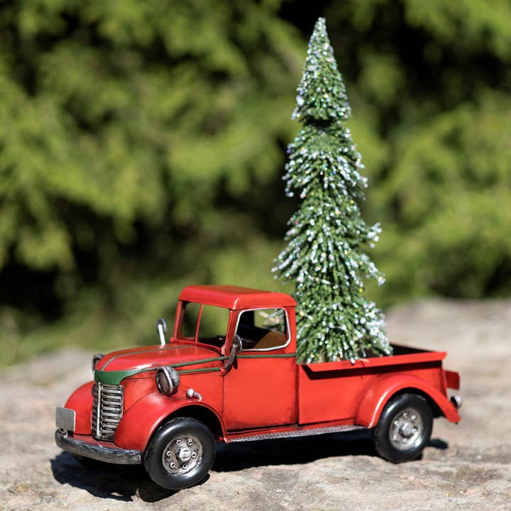 12.5" Country Style Red Pickup Truck with Tree for wholesale by Zaer Ltd. International