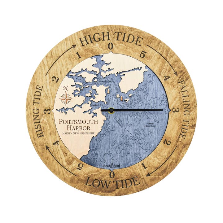 Sea & Soul Nautical Chart Art - Vente Horloges murales - Carte de profondeur d'eau de la côte du Maine108