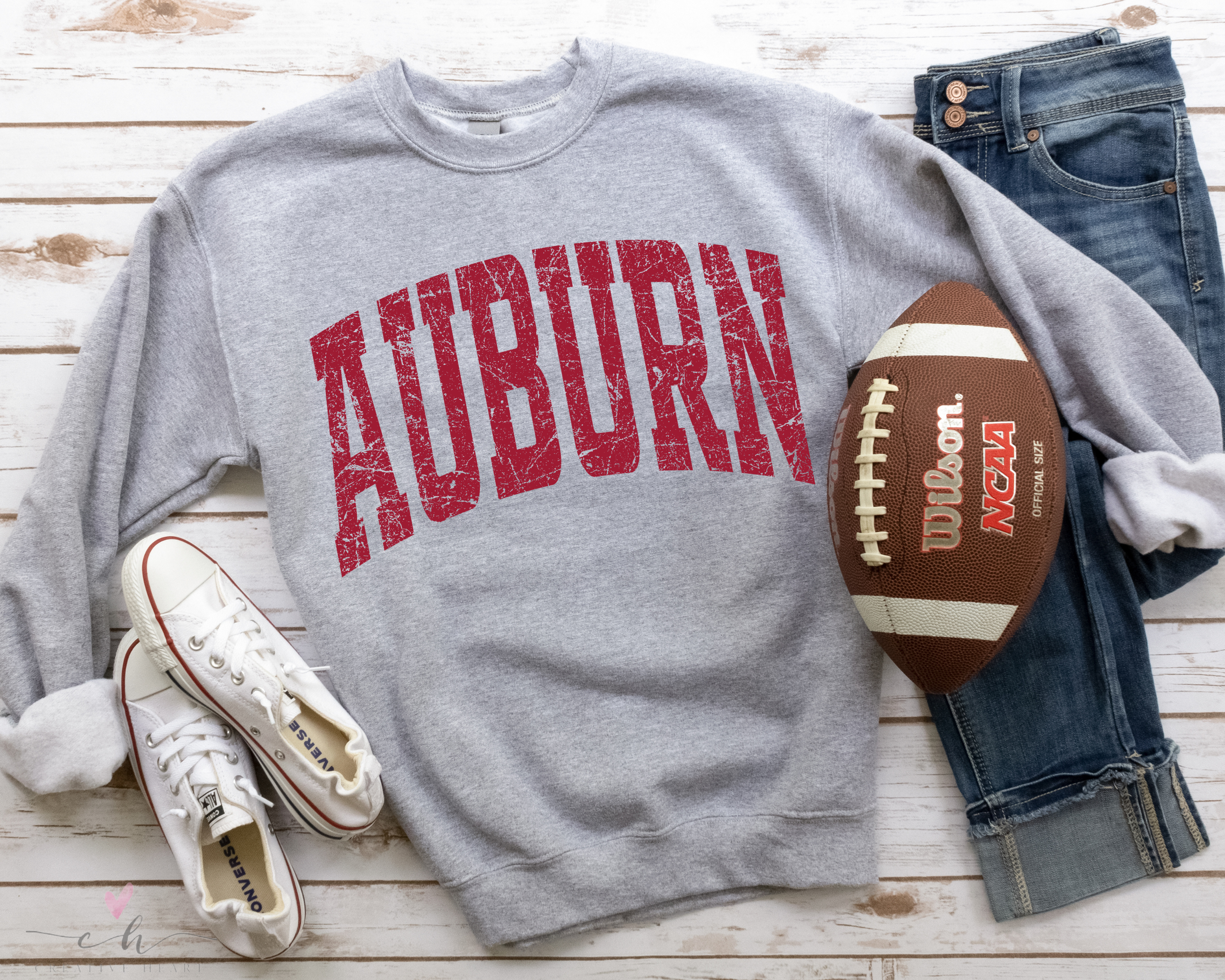 Pocketful of Prints - Wholesale Graphic Sweatshirt - Women's - Distressed Auburn Sweatshirt0
