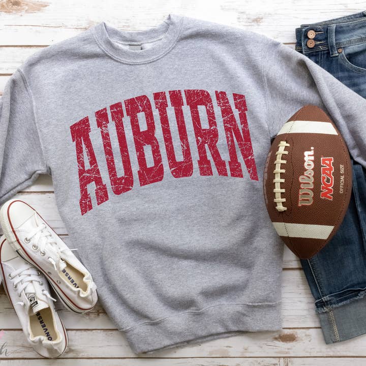 Pocketful of Prints - Wholesale Graphic Sweatshirt - Women's - Distressed Auburn Sweatshirt