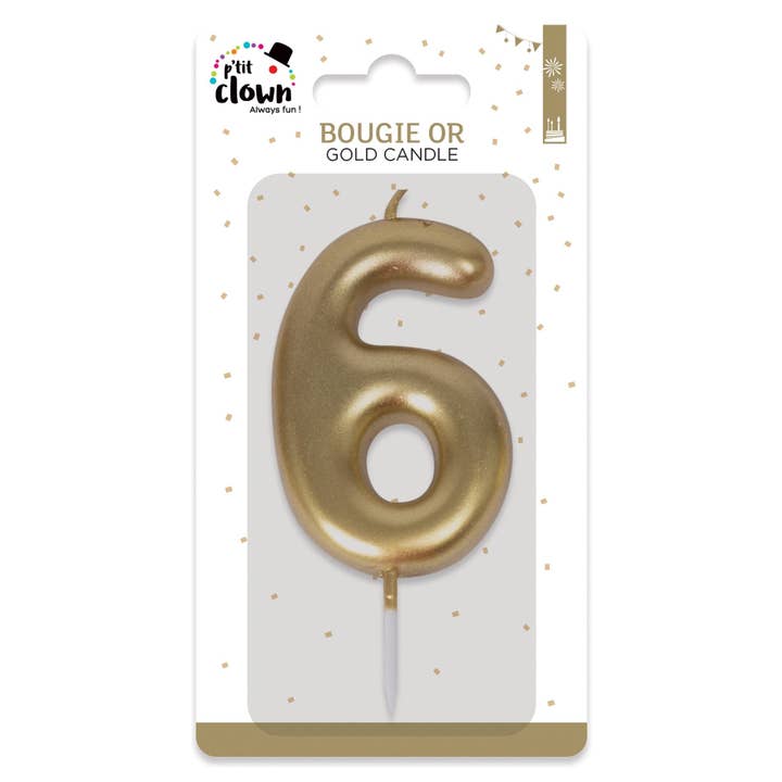 P'tit Clown - Wholesale Cake Candle - Gold Candle - Number 61