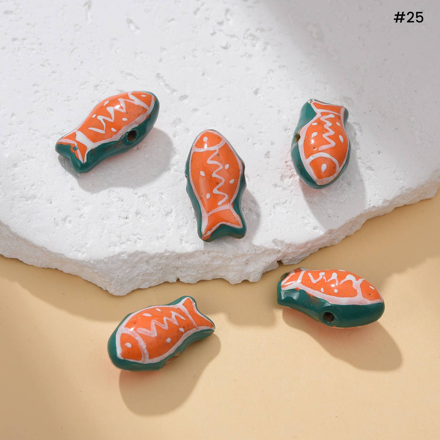 Beads Creation – wholesale Pärlor – Handmålade djurkeramikpärlor med stort hål Smycken ORG3044