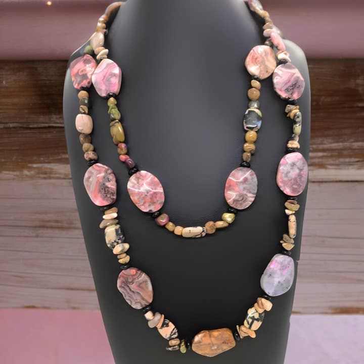 After the Rain Necklace - Marbleized Stone Necklace - Earthy & Textured Design for wholesale by Exotic by Nature Jewelry