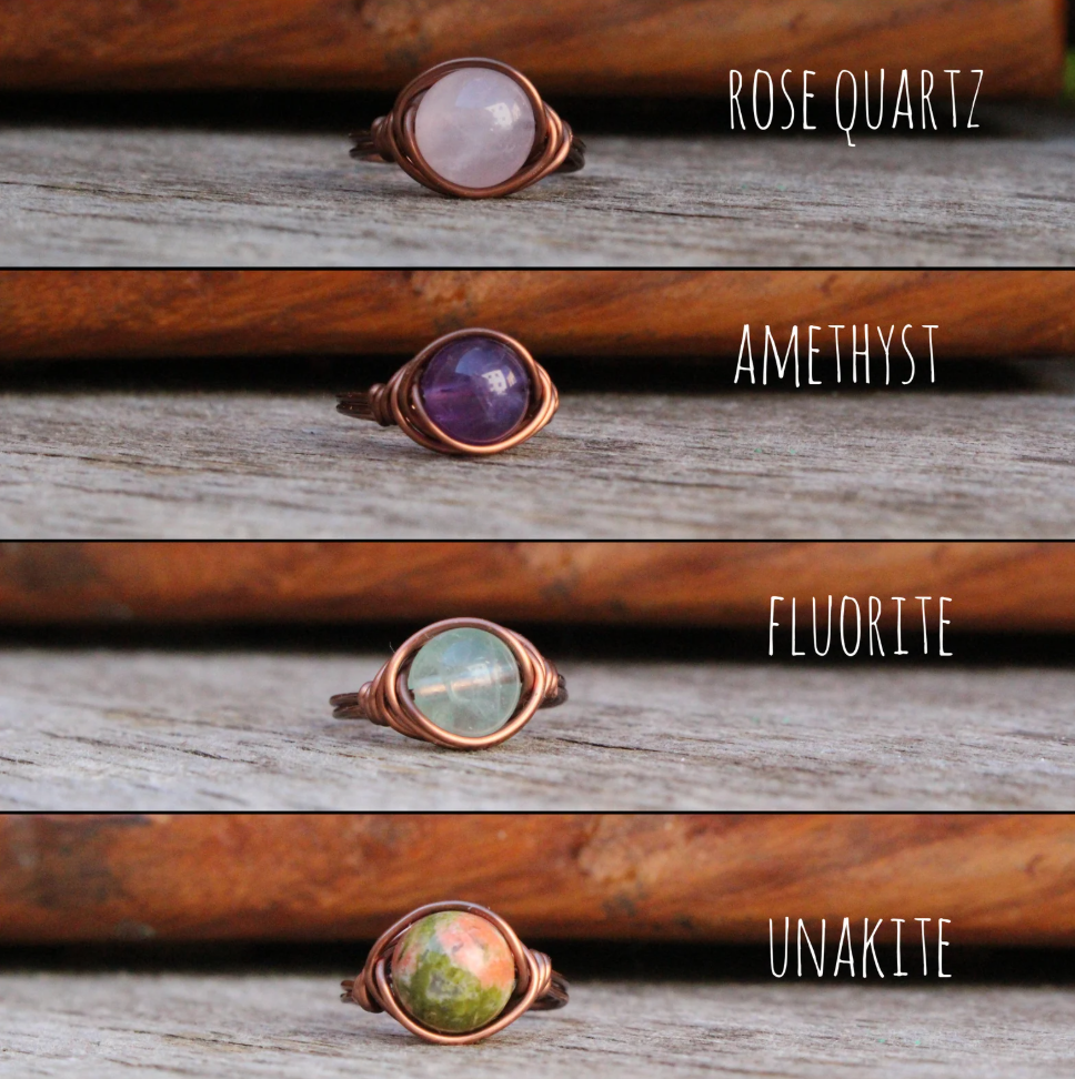 Gratefully Dreaming - Wholesale Cocktail/Statement Ring - Antique Copper Wire Wrapped Gemstone Rings 8