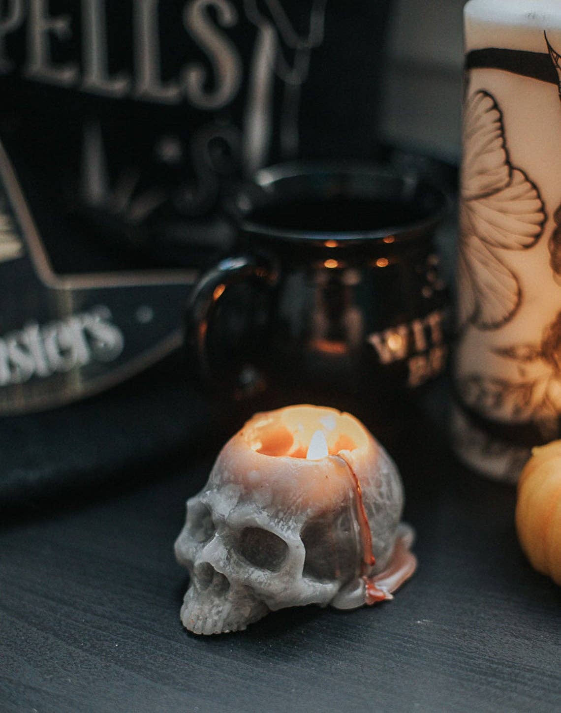 Costurero Real - Vendita all'ingrosso Candele regalo - Decorazione per Halloween, candela, teschio, strega sanguinante, samhain gotico5