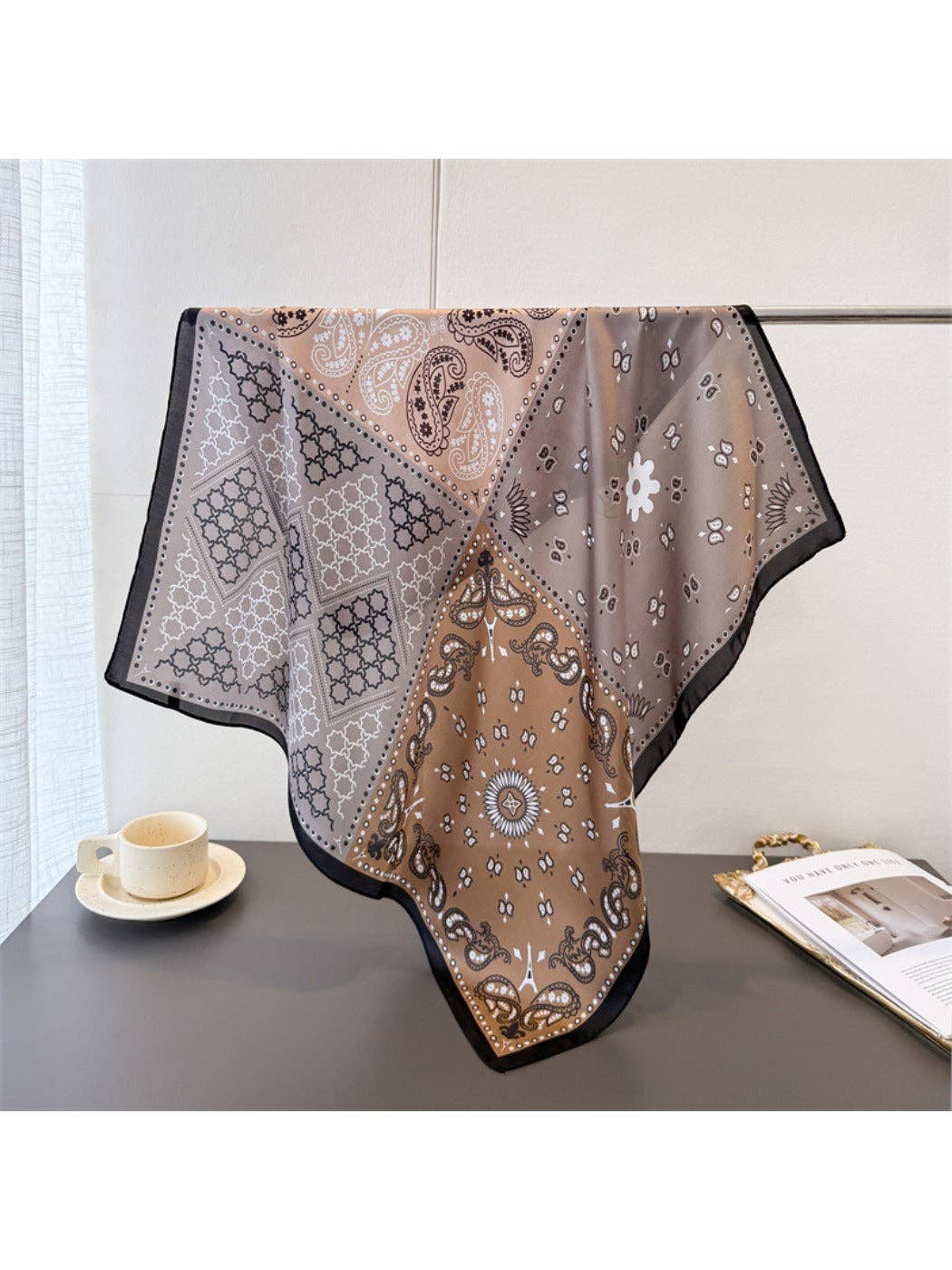 Funkyrel® Atzbranding Limited - Wholesale Scarf - Women's - Scarvii - Colorblock Printed Paisley Scarf0