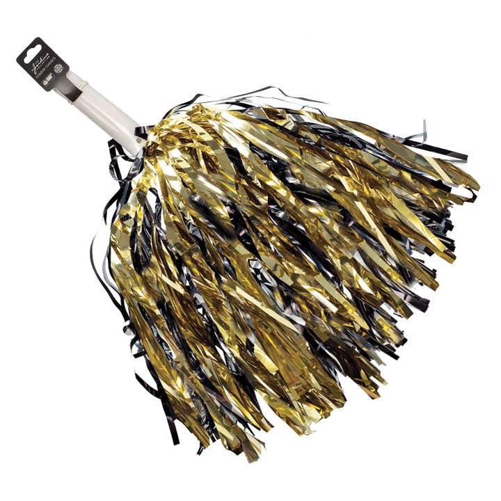 Black Gold Shimmer Pom Poms School Spirit Tailgate for wholesale by KH Sports Fan