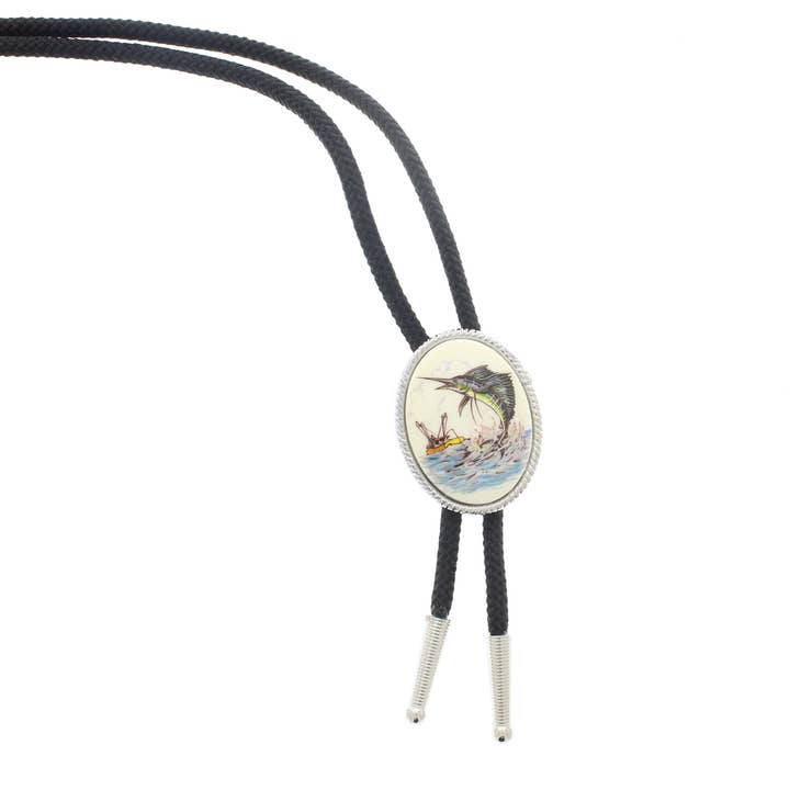 Marlin Bolo Krawatte mit silbernen Spitzen, hergestellt in den USA, jeweils für den Großhandel von HHH Designs