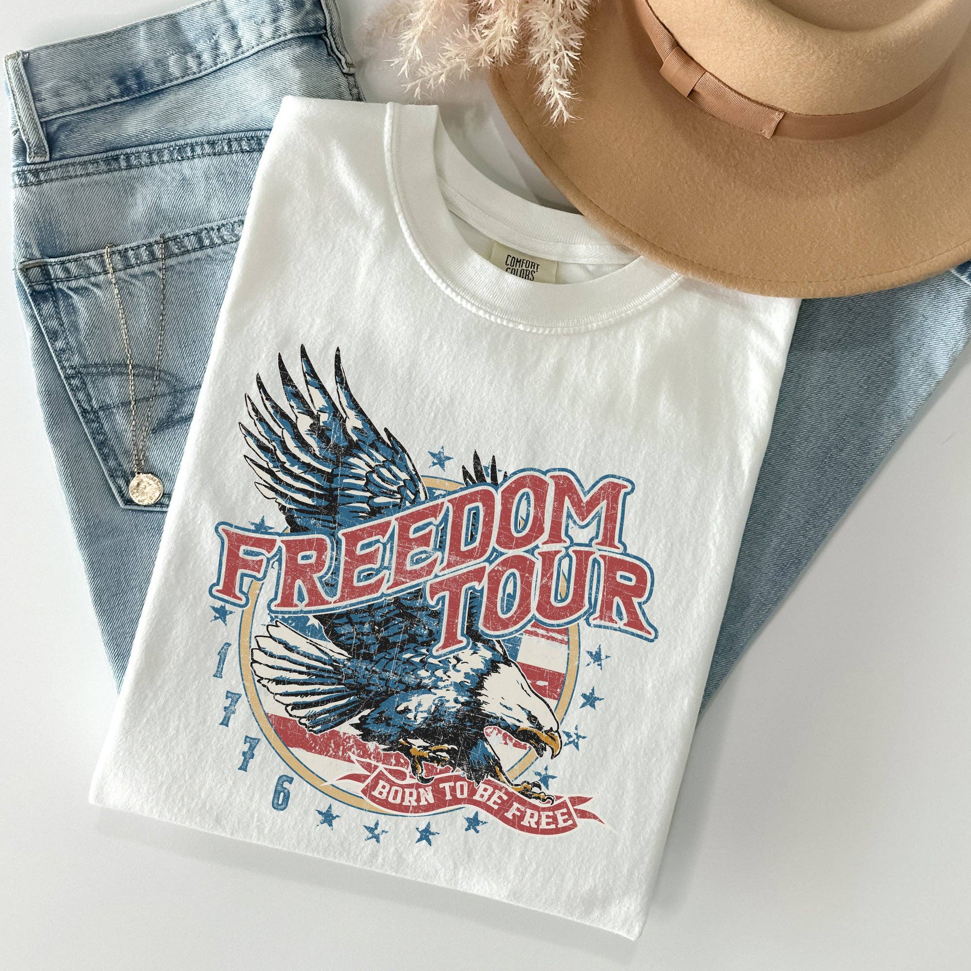 Refinery Number One LLC - Wholesale Screen Printed T-Shirt - Women's - Freedom Tour, America, 1776, Flag, Fighter Jets, Tshirt10