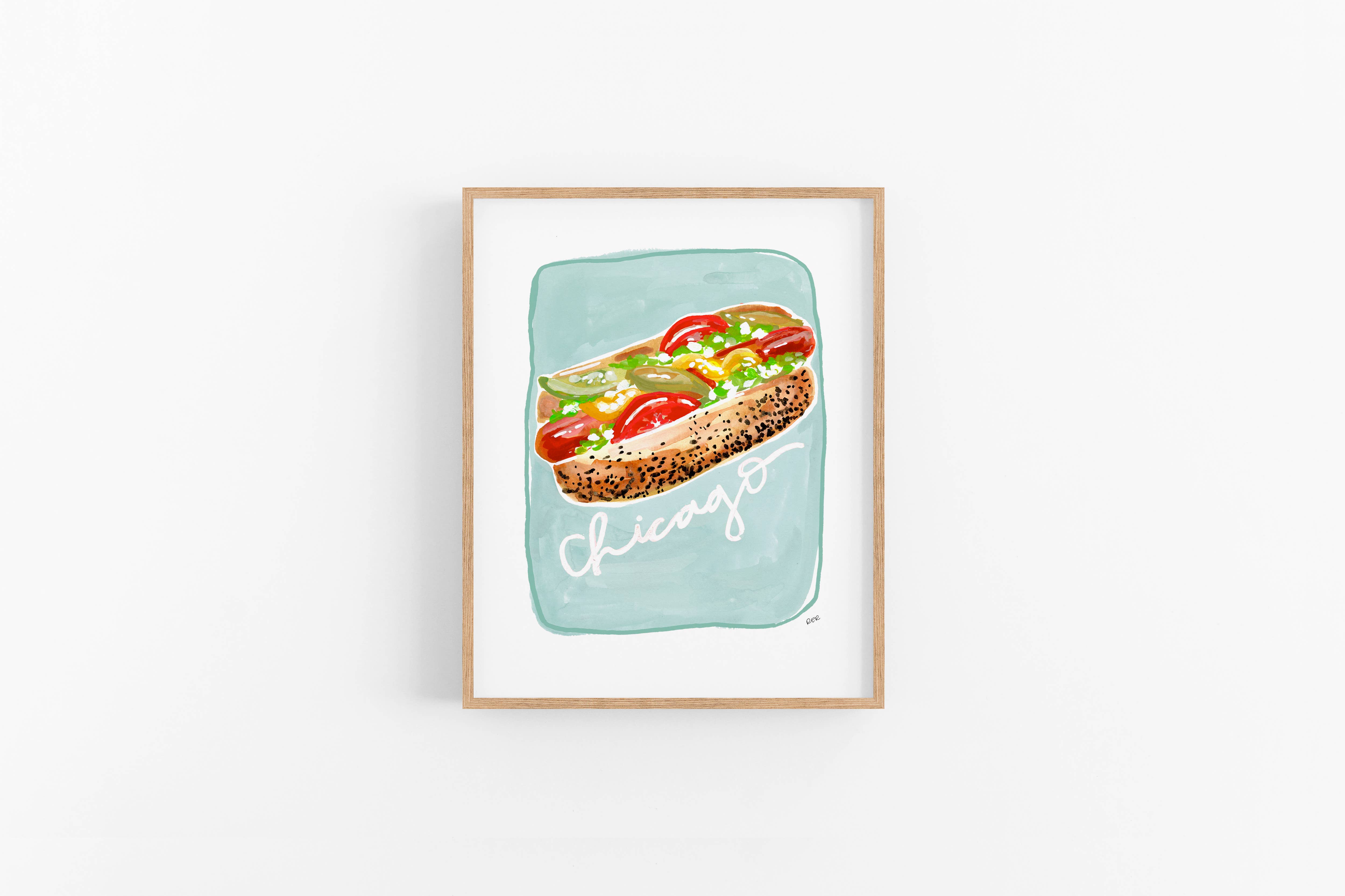 Rachel Reynolds Art - Wholesale Art Print - Chicago Style Hot Dog Art Print (Multiple Color Options)2