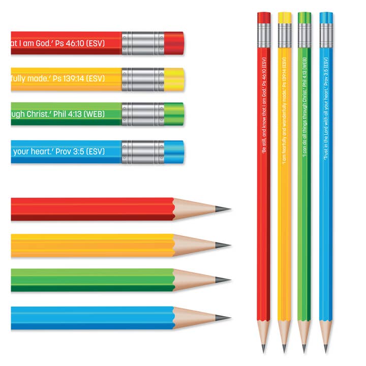 Just Cards Direct - Wholesale Pencil - Pack of 72 Christian HB Pencils with Bible Verses