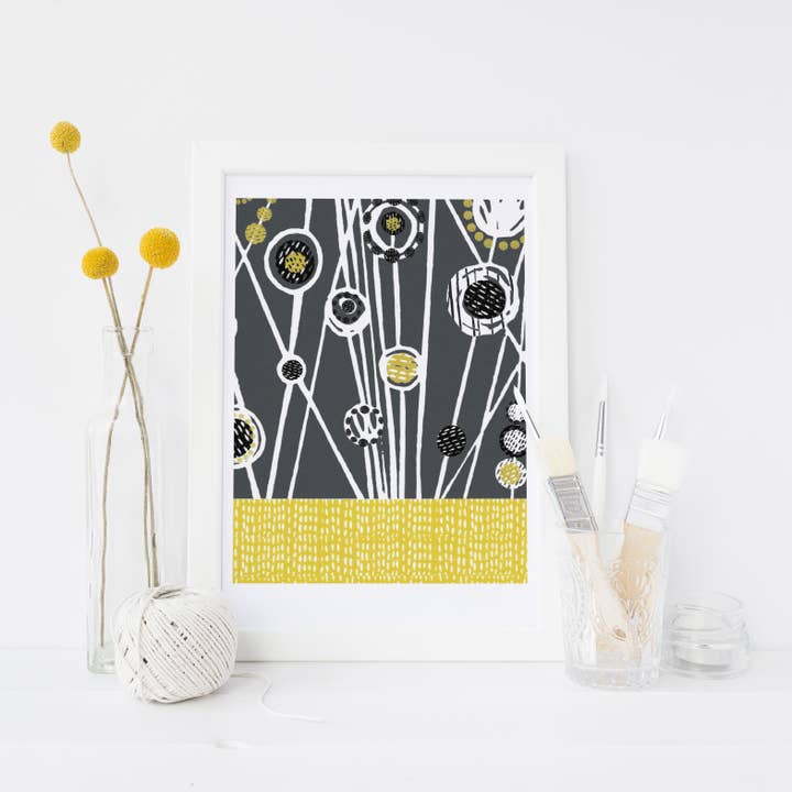 Grey Meadow Art Print for wholesale by Jenni Douglas Designs