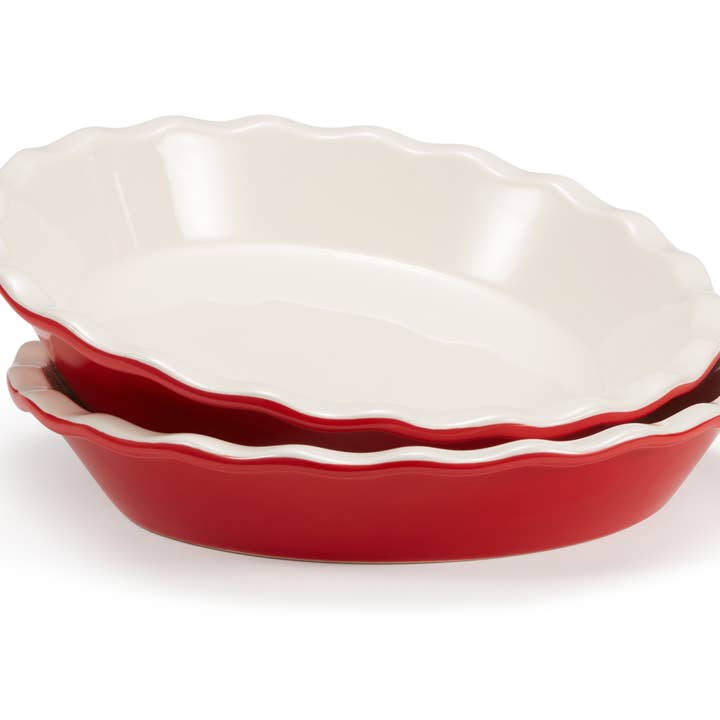 Kook Ceramic Deep Pie Dish with Wave Edge, 9 Inch for wholesale by Kook
