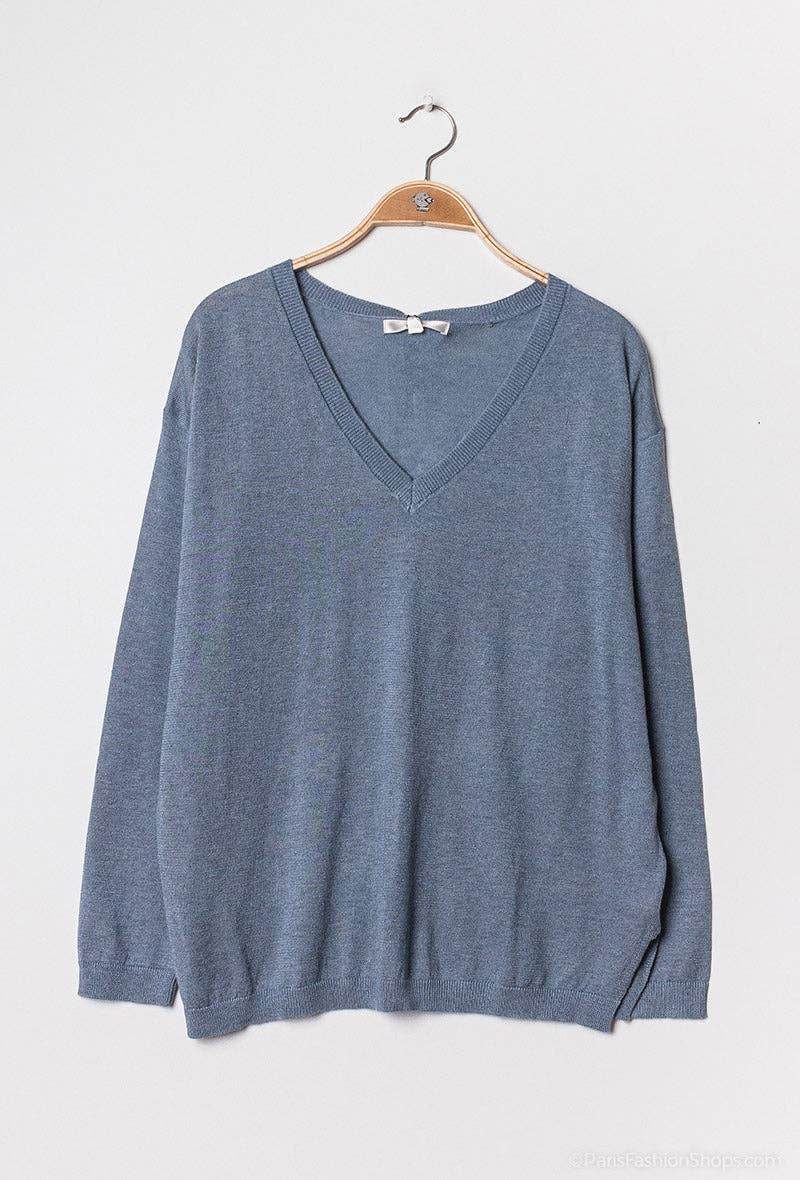 jw.atelier - Vente Pull en maille – femme - Pull lurex cachemire col V oversize16