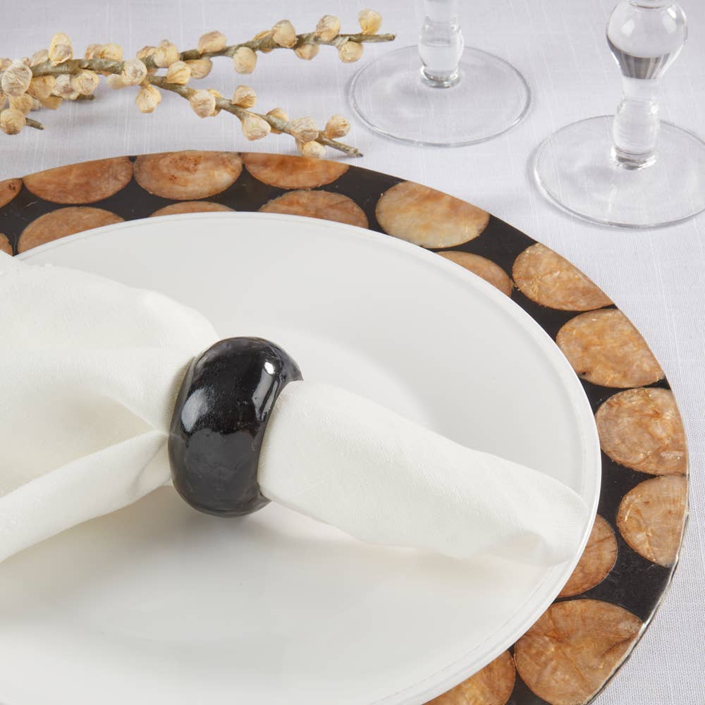 Fennco Styles - Wholesale Napkin ring - Black Capiz Napkin Ring