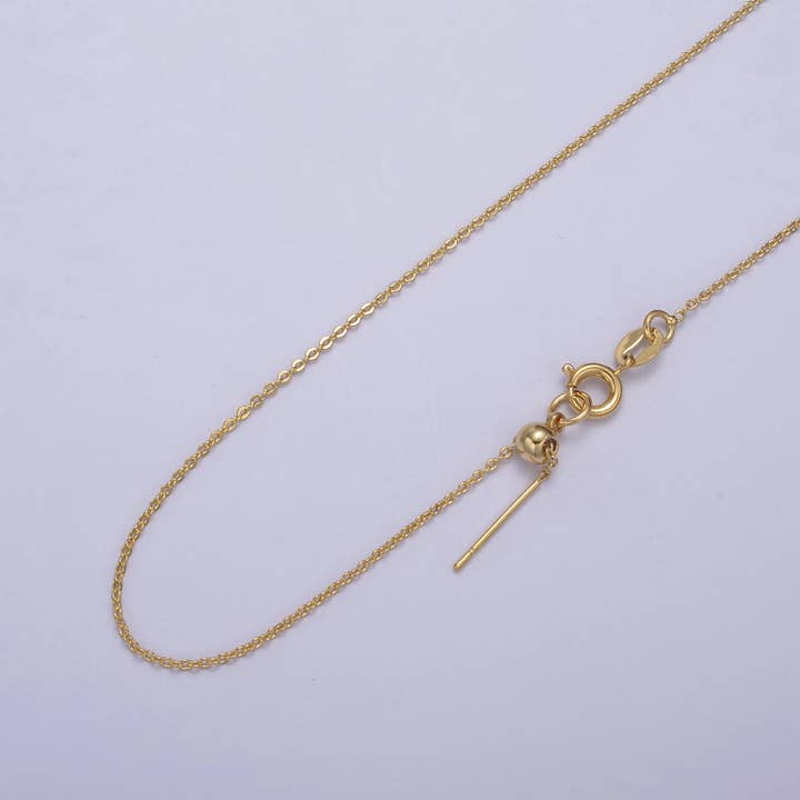 Aim Eternal - Wholesale Pendant/Charm Necklace - 19" Adjustable Necklace ready to wear 24k Gold Filled Flat Cable Chain Necklace Dainty Chain For Jewelry Making with Pendant Charm WA-7370