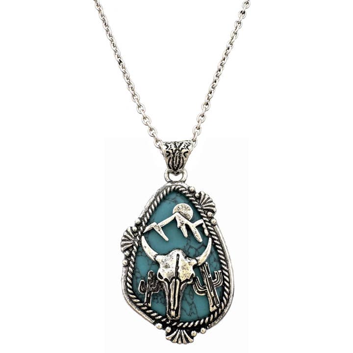 Horse Longhorn Stone Western Native Necklace for wholesale by Lunar Deer