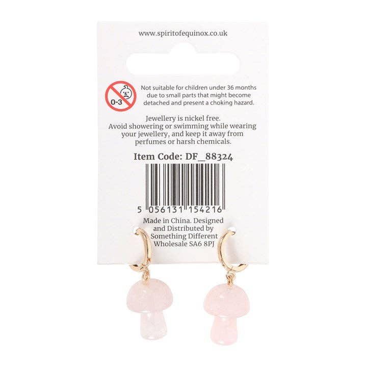 Something Different Wholesale - Vente Petits anneaux - Boucles d'oreilles en forme de champignon en quartz rose2
