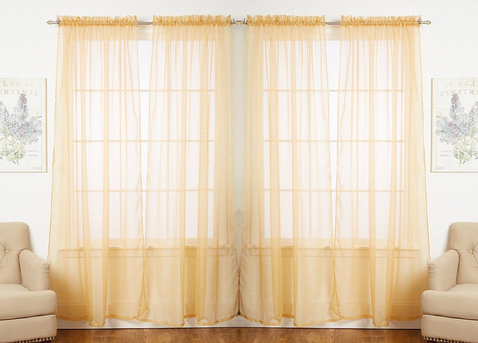 J&V TEXTILES - Vente Rideaux - J&V TEXTILES Lot de 4 panneaux de rideaux de fenêtre transparents2