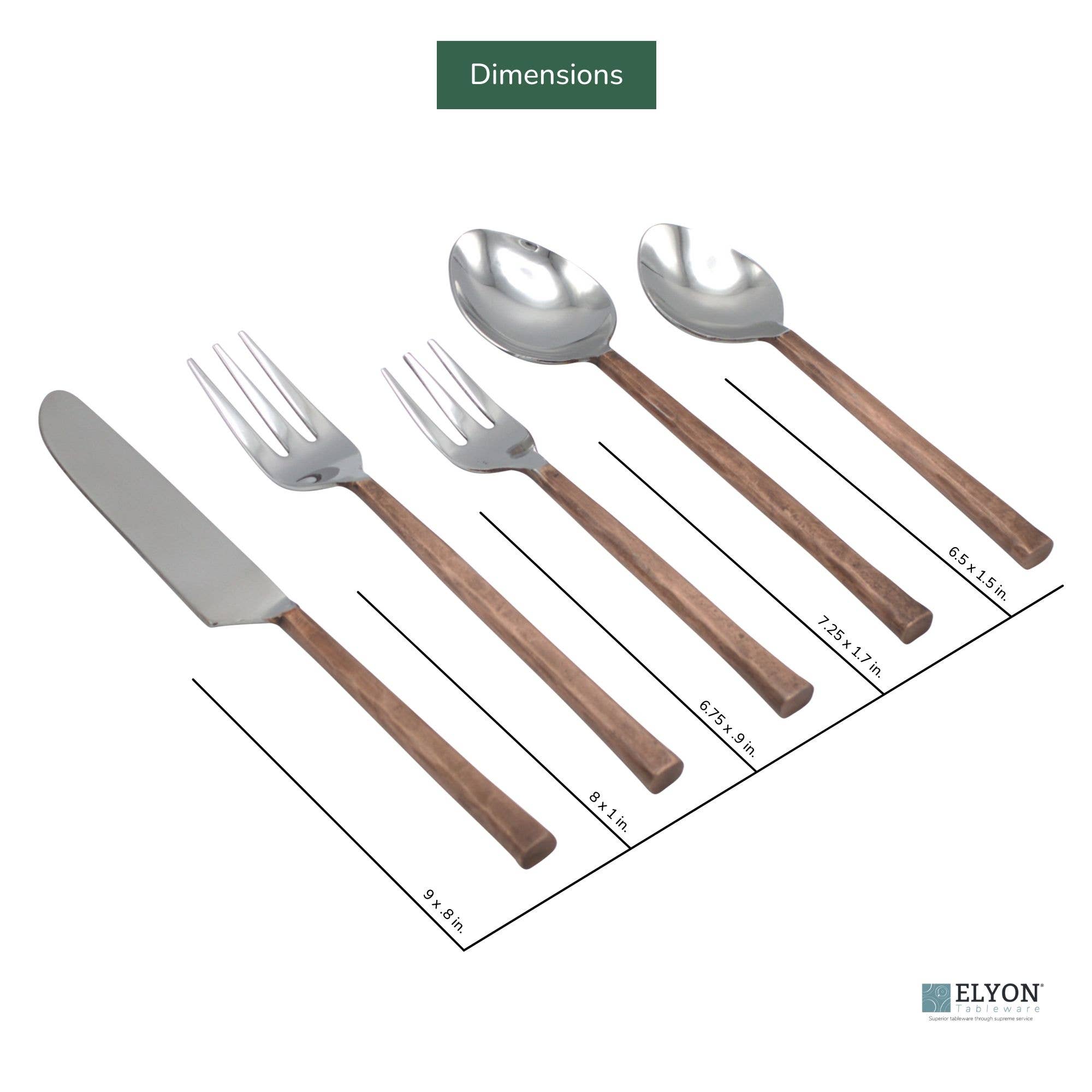 Elyon Tableware® - Vente Set de couverts - Ensemble de 20 couverts en cuivre forgé à la main Elyon Sardar avec miroir1