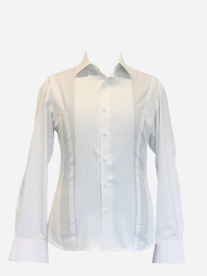 Cotton Pin Tuck Paneled Fitted Cut Away Collar Men’s Shirt for wholesale by Impromptu Musé