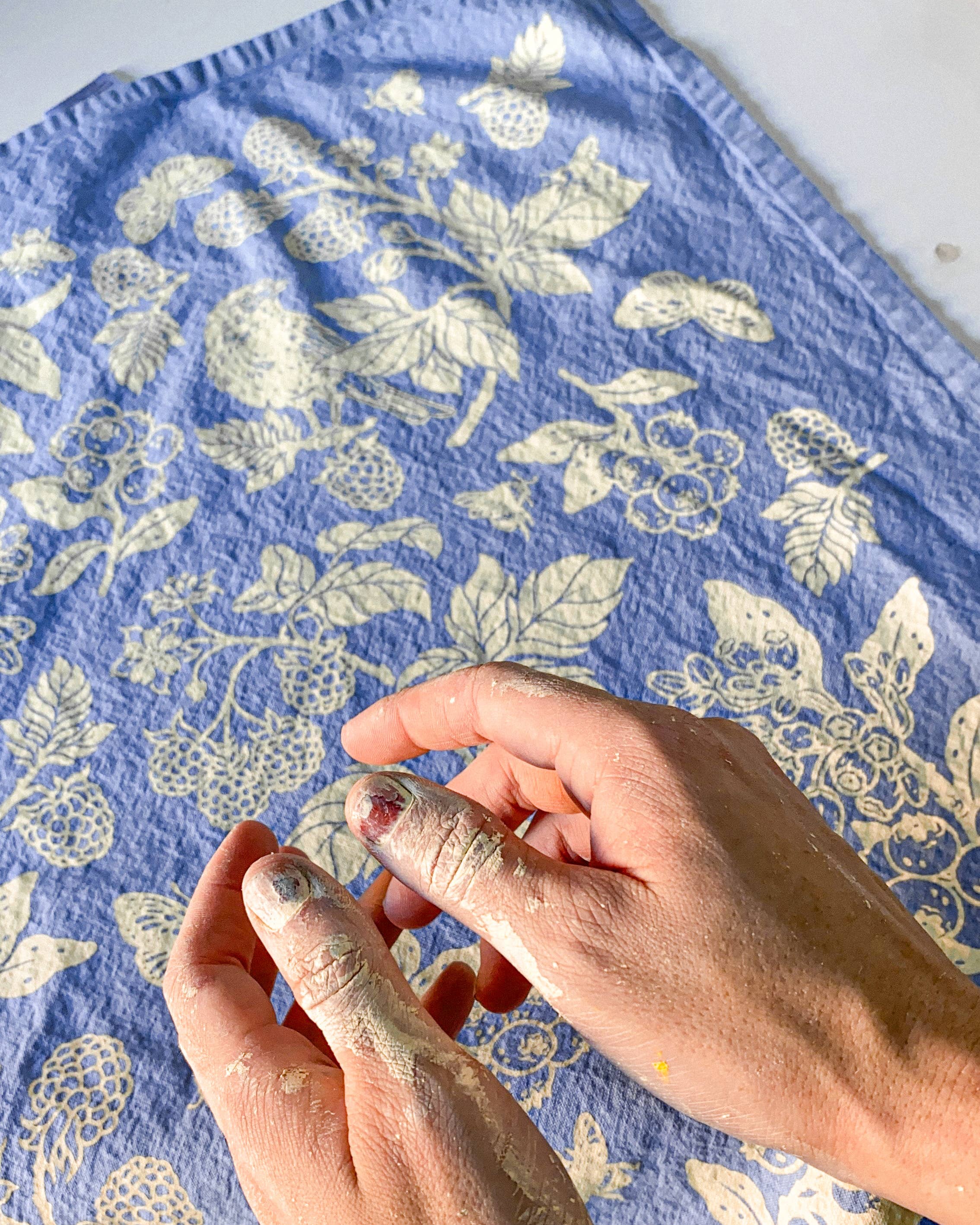 Mustard Beetle - Wholesale Tea Towel - Hand Dyed + Screenprinted Organic Cotton Tea Towel: Berries10