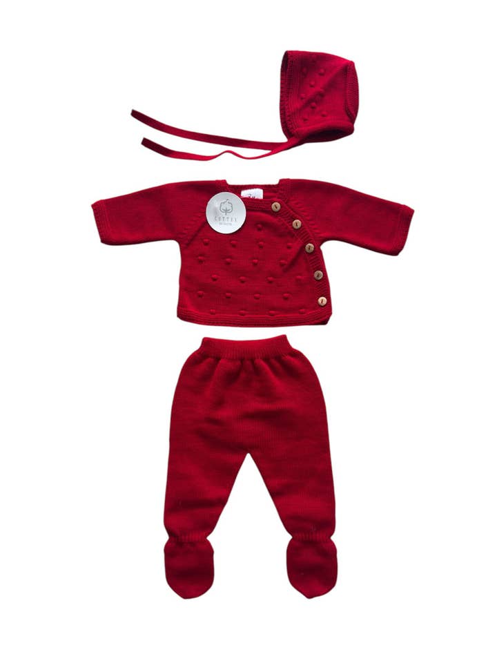 Cotton Socks - Wholesale Clothing Set - Baby - Ref:360 3-piece baby knit set Pipoca