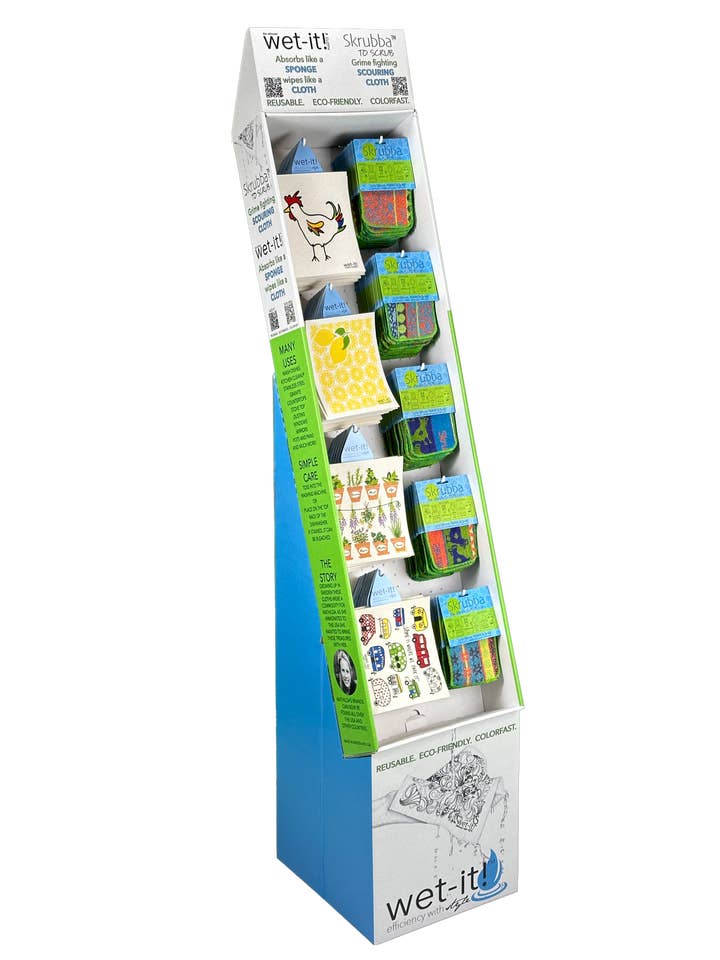 Cartulina grande llena Wet-it! Expositor de suelo & Skrubba para venta al por mayor de Wet-it!