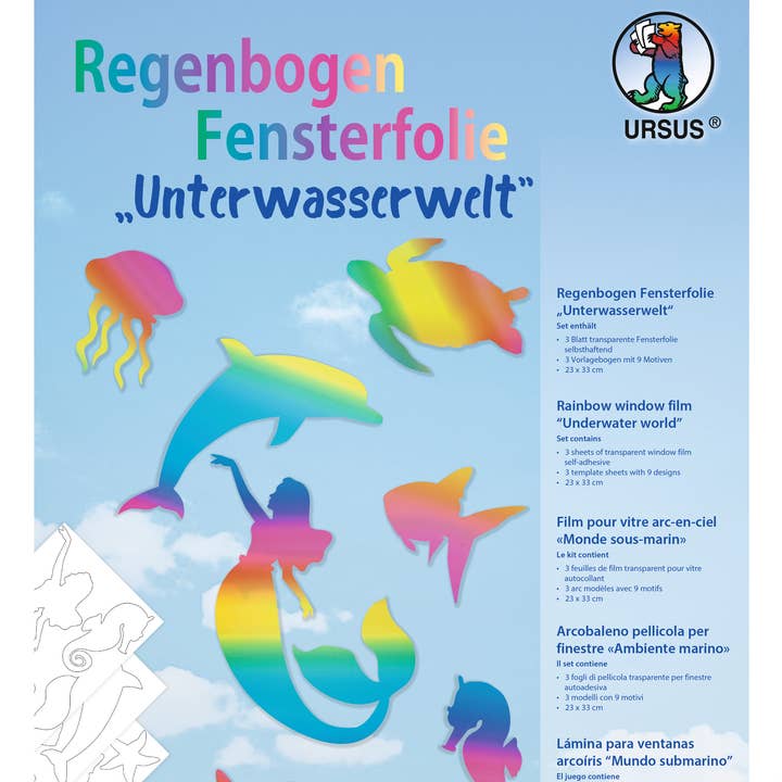 URSUS® / Buntpapierfabrik Ludwig Bähr GmbH & Co. KG - Wholesale DIY Craft Kit - Tegenbogen window film “Underwater World”, 23 x 33 cm0