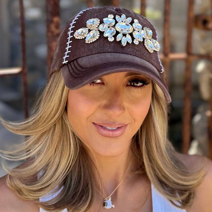Live Love Gameday® - Wholesale Baseball Cap - Women's - Crystal Football-Stitched Cap