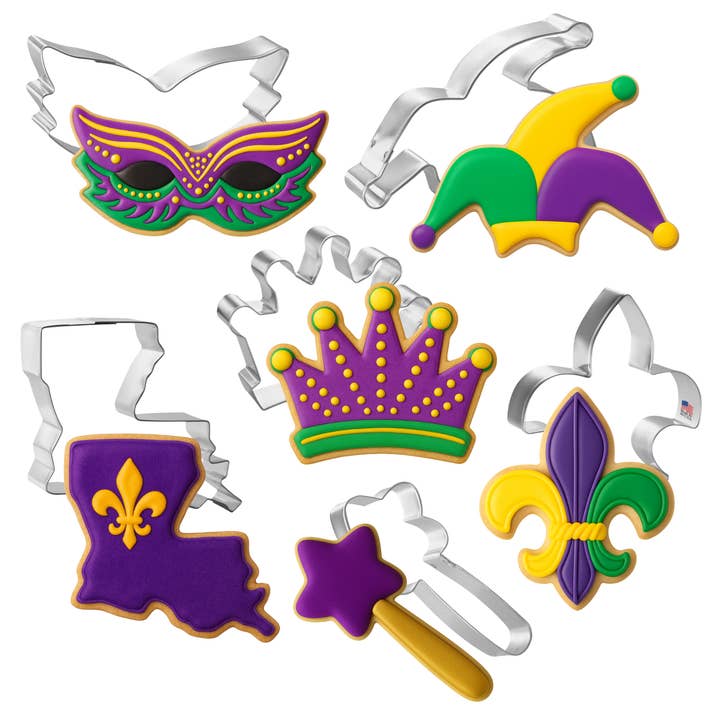 CookieCutter.com - Wholesale Cookie Cutter - Mardi Gras Cookie Cutter 6 Pc Set L9020