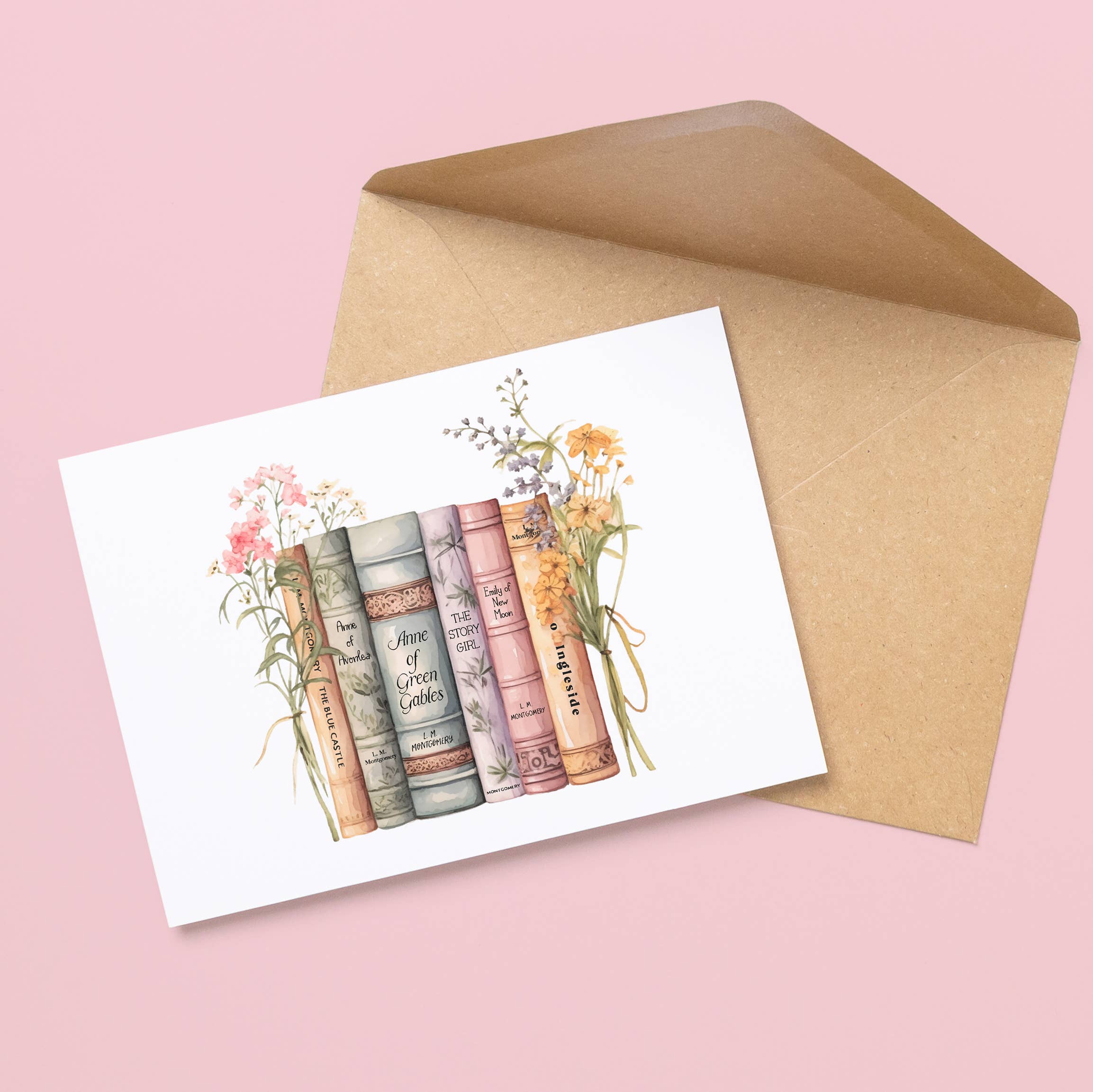 Quote and Quill - Wholesale Everyday Greeting Card - L. M. Montgomery Book Stack Card1