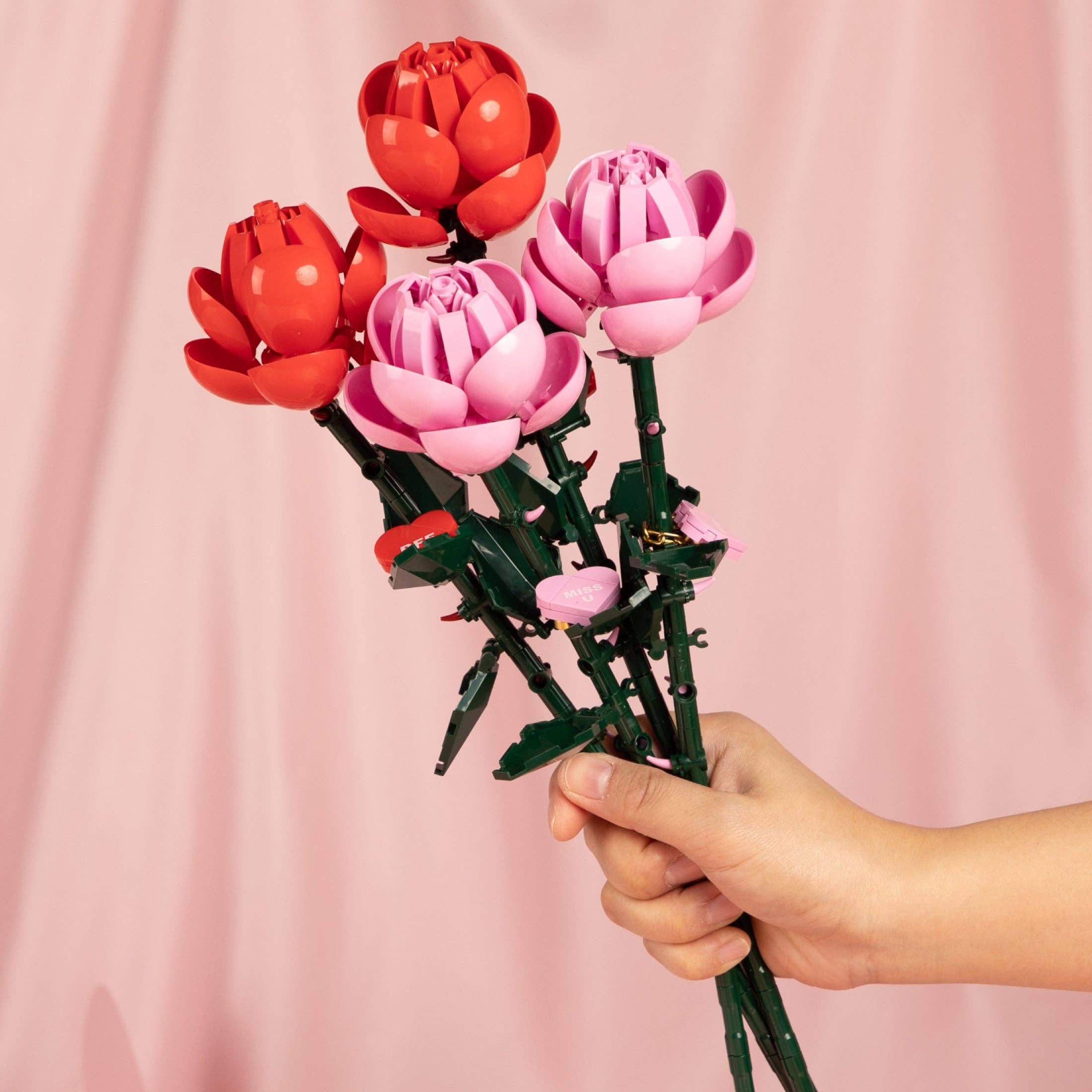 Brickcraft - Wholesale Building Set - Kids - Bricktanicals Red Long Stem Rose Brick Building Set5