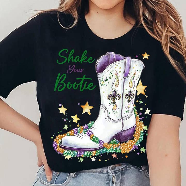 NVC Ecommerce LLC - Wholesale T-Shirt (Graphic) - Women's - Shake Your Bootie Shirt, Mardi Gras Cowboy Boot Sweatshirt2