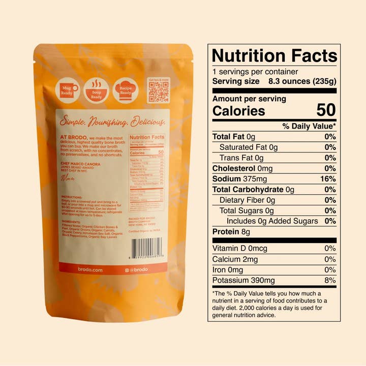 Brodo Broth Company - Wholesale Broth - Organic Chicken Bone Broth (6 x 1 Cup)1