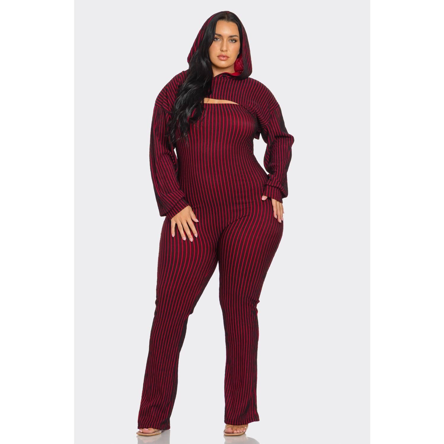 DORCAS - Wholesale Jumpsuit - Women's - Plus Size 2 Piece Strapless Jumpsuit Hoodie10