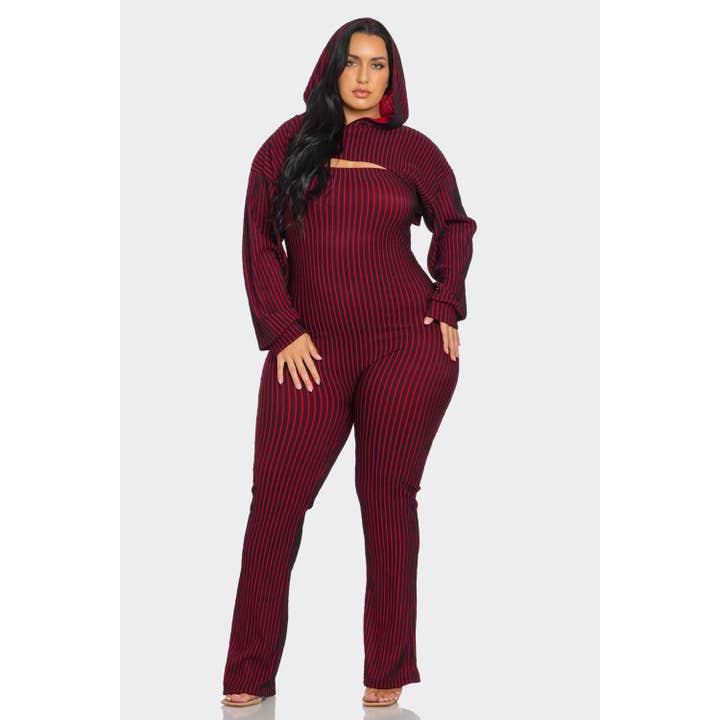 DORCAS - Wholesale Jumpsuit - Women's - Plus Size 2 Piece Strapless Jumpsuit Hoodie10