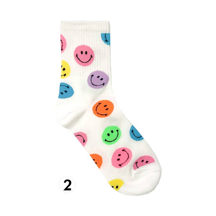 7DAYSSOCKS – wholesale Strumpor - Dam – Damstrumpor med leende mönster, crew-modell1