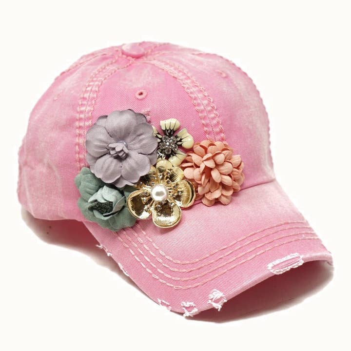 Olive & Pique - Wholesale Honkbalpet - Dames - Bloemenboeket, met juwelen versierd met bling glitz-pet, verstelbaar7