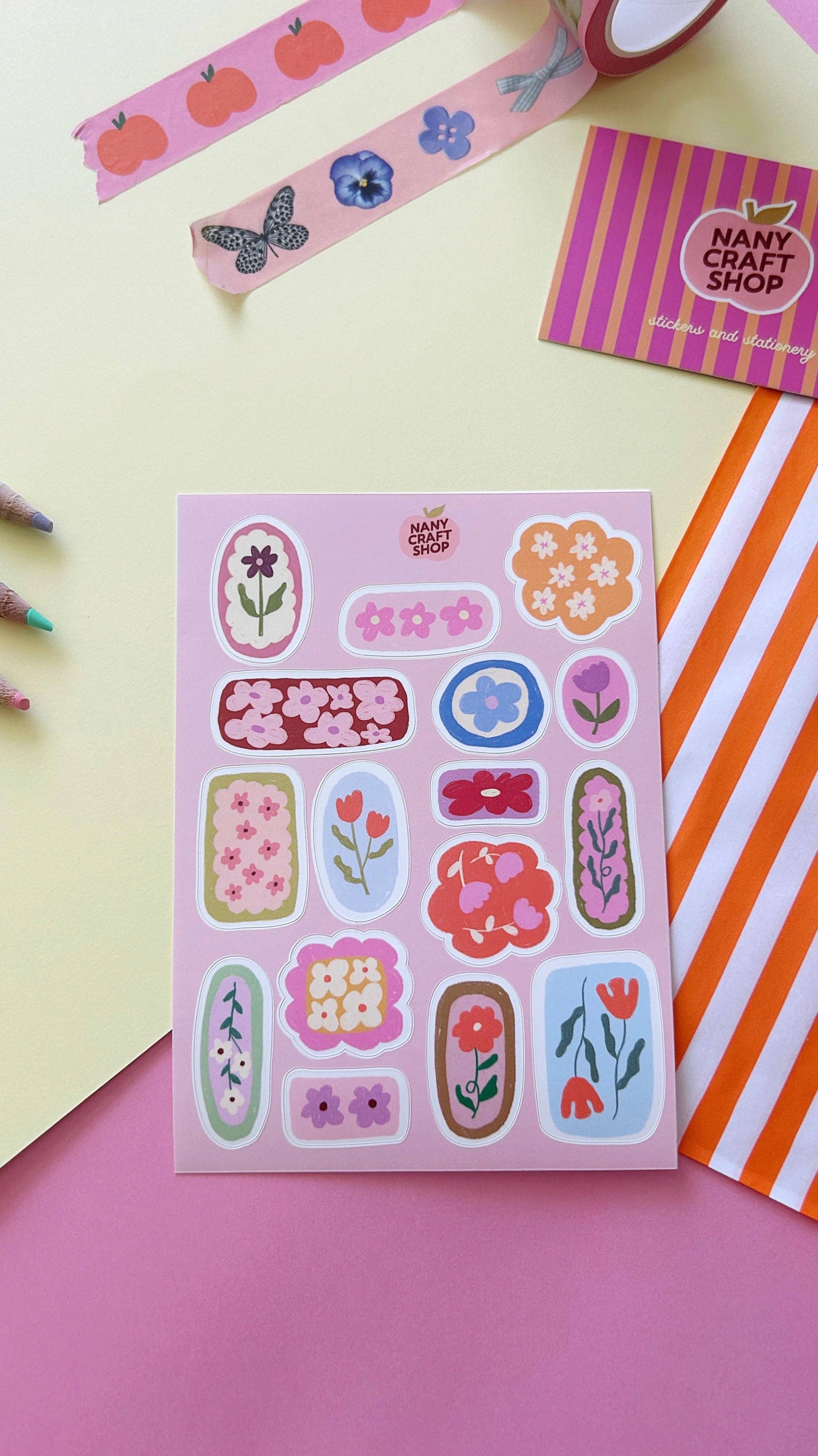 Nany Craft Shop - Venta al por mayor Pegatina - Plancha de pegatinas flores A61