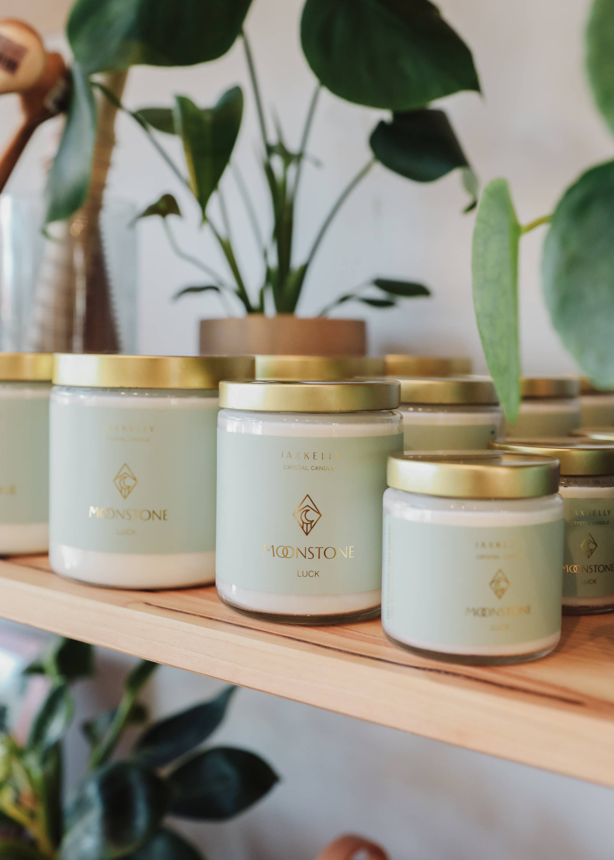 JaxKelly Candles - Wholesale Jar/Filled Candle - 9oz Clear Crystal Candles - Moonstone - Good Luck3